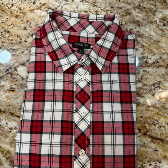 Talbots LARGE PETITE red/black/white plaid with a metallic thread.  EUC!!!!! - Picture 13 of 13